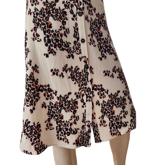 Ophelia Roe Dress White Floral Button Front 1/2 Sleeve Square Neck Off Shoulder - Picture 5 of 12